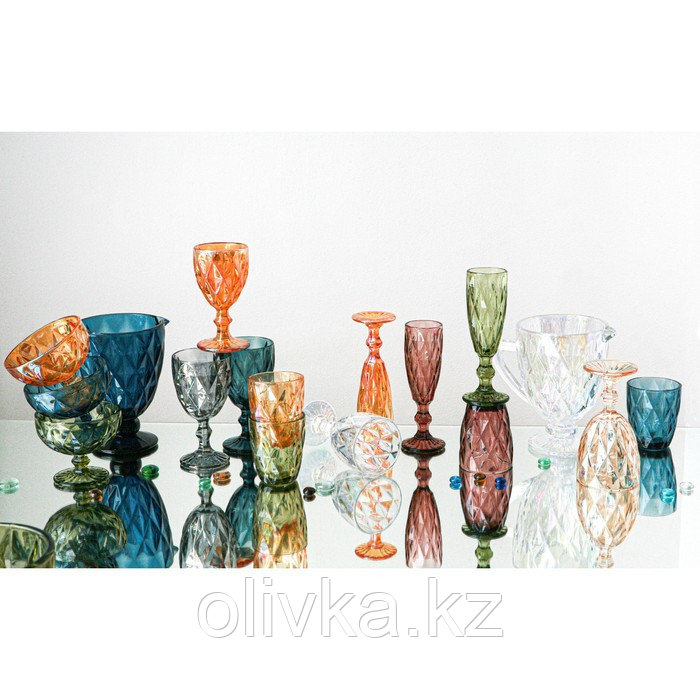 Набор для напитков из стекла «Круиз», 7 предметов: кувшин 1,1 л, 6 бокалов 300 мл, цвет синий - фото 8 - id-p113266214