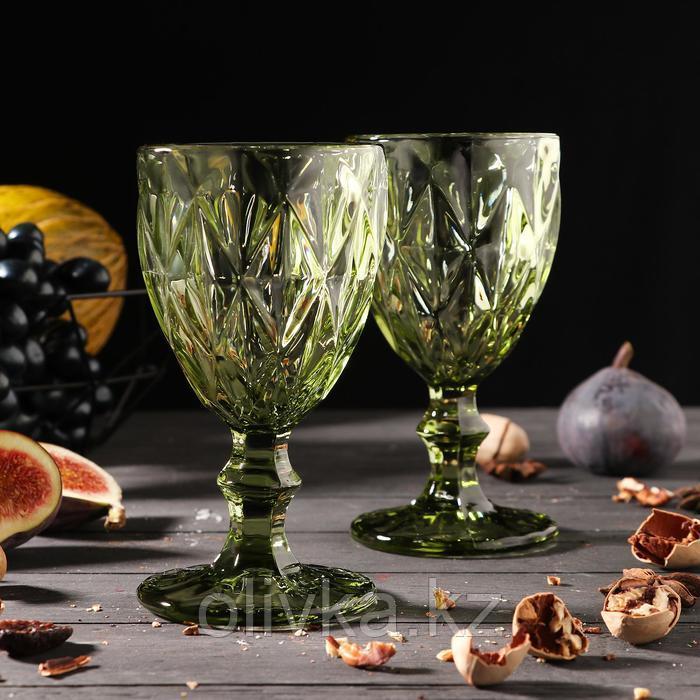 Набор бокалов стеклянных Magistro «Круиз», 250 мл, 8×15,3 см, 2 шт, цвет зелёный - фото 1 - id-p113256977