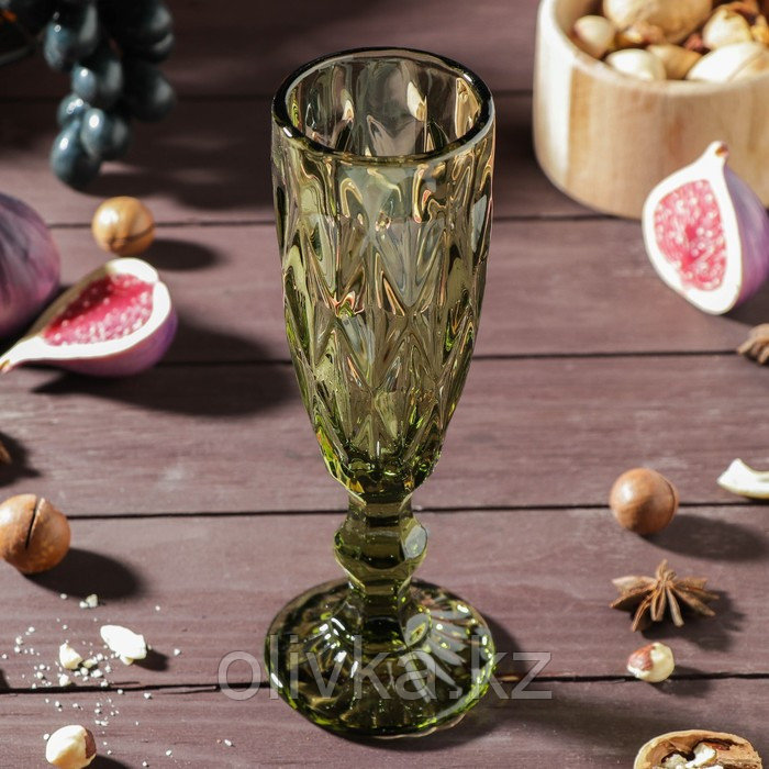 Набор бокалов стеклянных для шампанского Magistro «Круиз», 160 мл, 7×20 см, 6 шт, цвет зелёный - фото 2 - id-p113256980