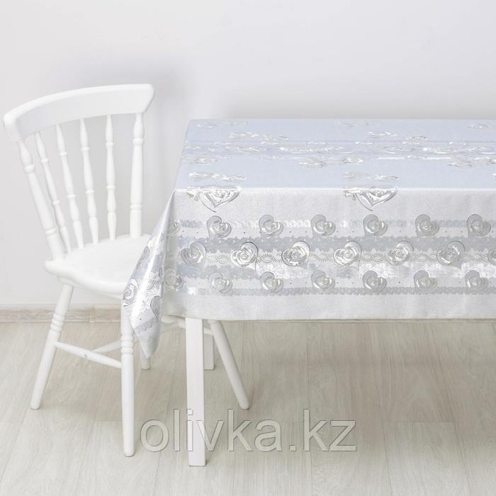 Клеёнка на стол на тканевой основе, ширина 137 см, рулон 20 метров, цвет серебряный - фото 2 - id-p113257716