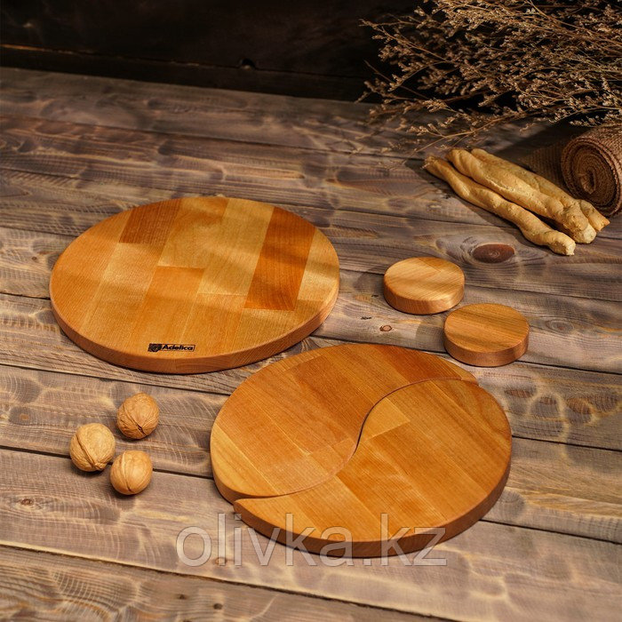 Подарочный набор деревянной посуды Adelica «Инь-янь», менажница 2 шт, поднос, подсвечник 2 шт, берёза - фото 4 - id-p113275304