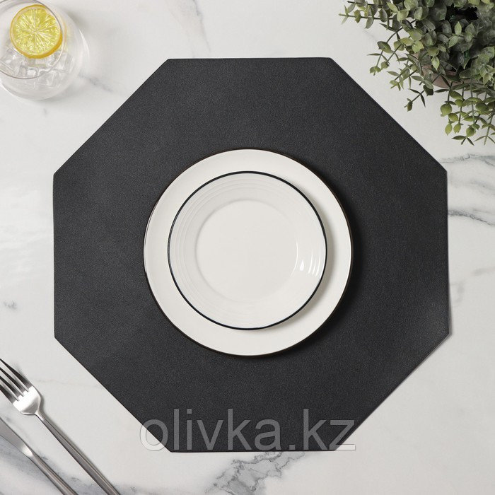 Салфетка кухонная «Тэм», 38×38 см, цвет чёрный, восьмиугольник - фото 1 - id-p113275305