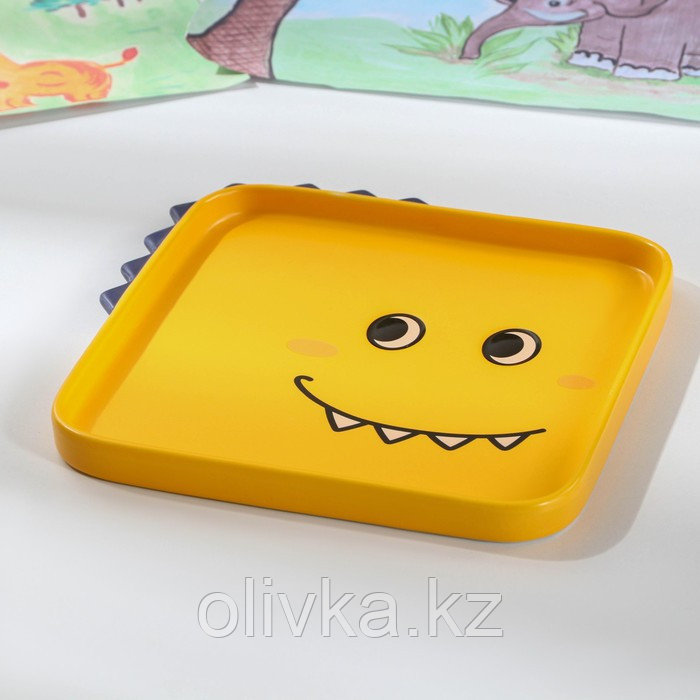 Набор детской посуды из керамики «Дино», 4 предмета: блюдо 19,5×20,5 см, миска 350 мл, кружка 350 мл, ложка, - фото 5 - id-p113275309