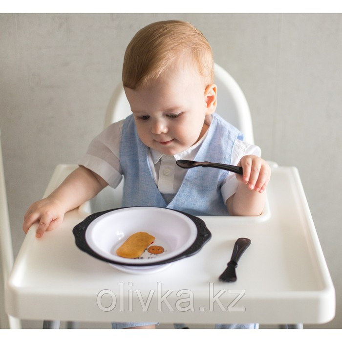 Набор детской посуды «Люблю есть», тарелка на присоске 250мл, вилка, ложка - фото 10 - id-p113264447