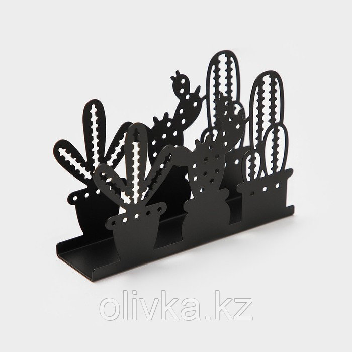 Салфетница Доляна «Кактусы», 15×4×10,3 см, цвет чёрный - фото 2 - id-p113254167