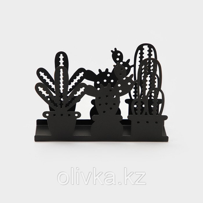 Салфетница Доляна «Кактусы», 15×4×10,3 см, цвет чёрный - фото 3 - id-p113254167