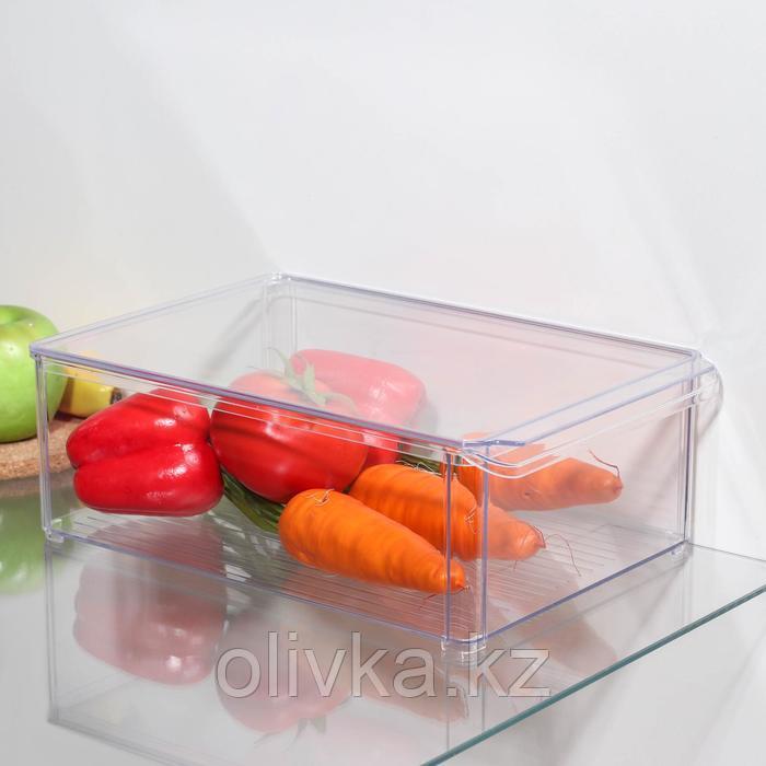 Контейнер для холодильника с крышкой IDEA, 20×30×10 см, цвет прозрачный - фото 1 - id-p113258563