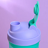 Шейкер спортивный с чашей под протеин, фиолетово-голубой, 500 мл, фото 7