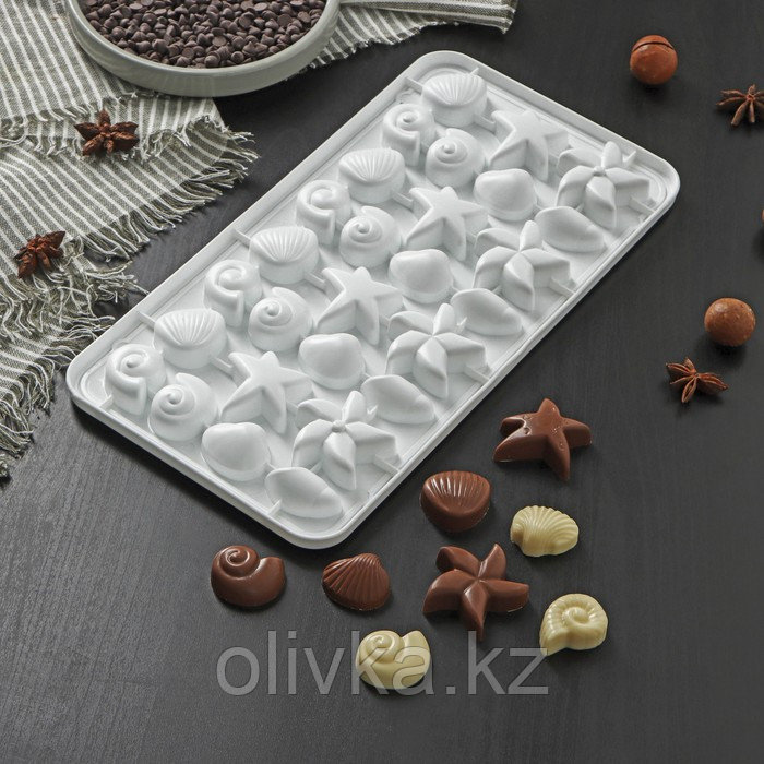 Форма для льда и шоколада «Морское дно», 28×14,5 см, 28 ячеек, цвет МИКС - фото 1 - id-p113255089