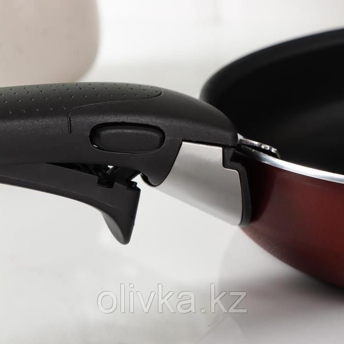 Набор посуды Tefal Ingenio Red 5, 3 предмета: сковороды 22 см, 26 см, съёмная ручка, цвет бордовый - фото 6 - id-p113251586