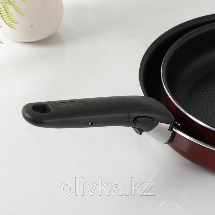 Набор посуды Tefal Ingenio Red 5, 3 предмета: сковороды 22 см, 26 см, съёмная ручка, цвет бордовый - фото 8 - id-p113251586