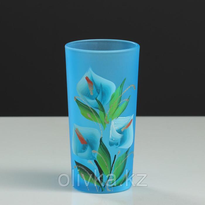 Набор для сока с подносом "Каллы" художественная роспись, 6 стаканов 1250/200 мл, синий - фото 6 - id-p113256039
