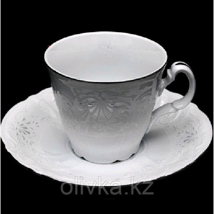 Чашка 180 мл с блюдцем 160 мм высокая коническая Bernadotte, декор «Деколь, отводка платина» - фото 1 - id-p113257005