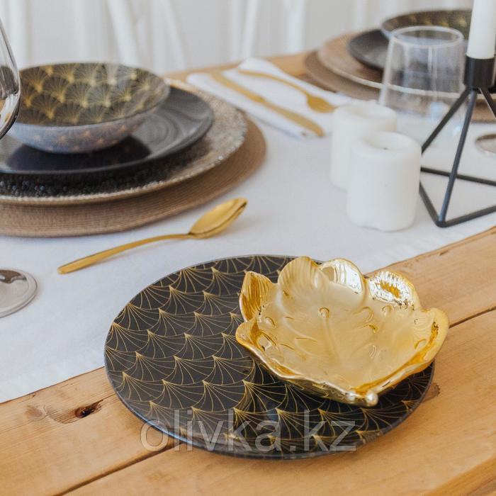Блюдо керамическое сервировочное Доляна «Золотой лист», 13,5×13 см, цвет золотой - фото 5 - id-p113254191