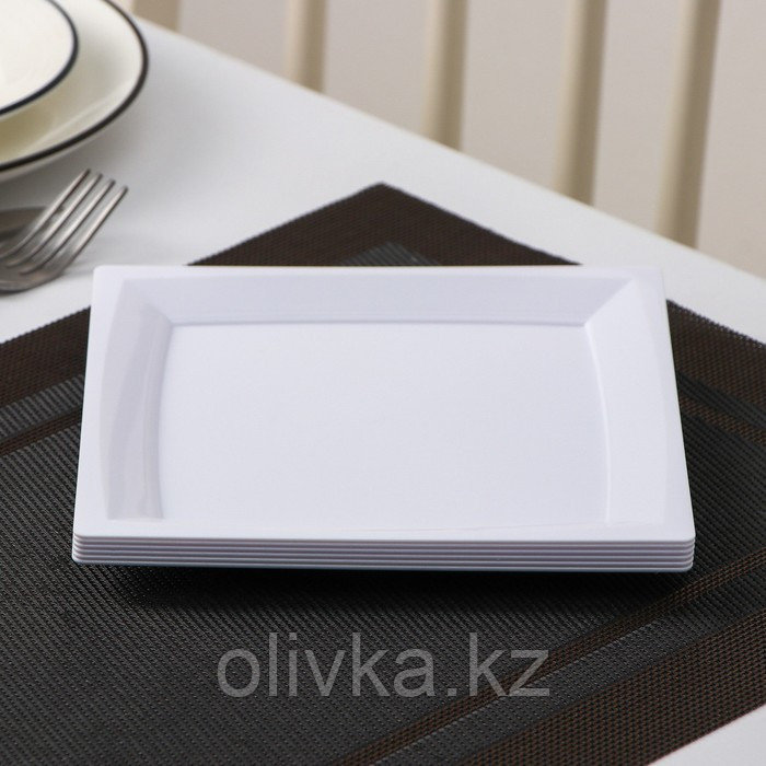 Набор одноразовых тарелок, 17,2×17,2 см, квадратные, плоские, 6 шт, цвет белый - фото 1 - id-p113252478