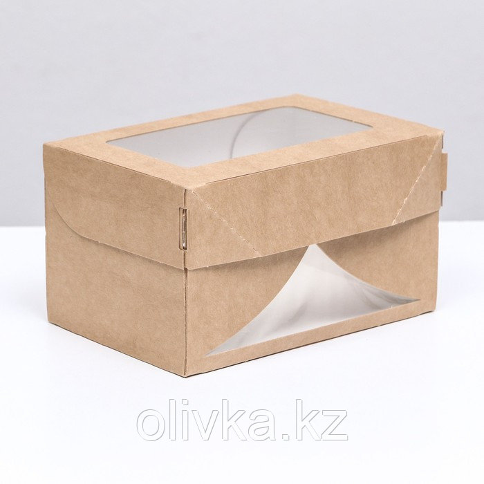 Коробка складная, с окном, крафт, 15 х 10 х 8,5 см - фото 1 - id-p113276188
