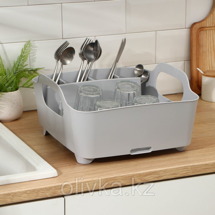 Сушилка для посуды «ИЗЛИ», 37×33×18 см, цвет смоки - фото 1 - id-p113272650