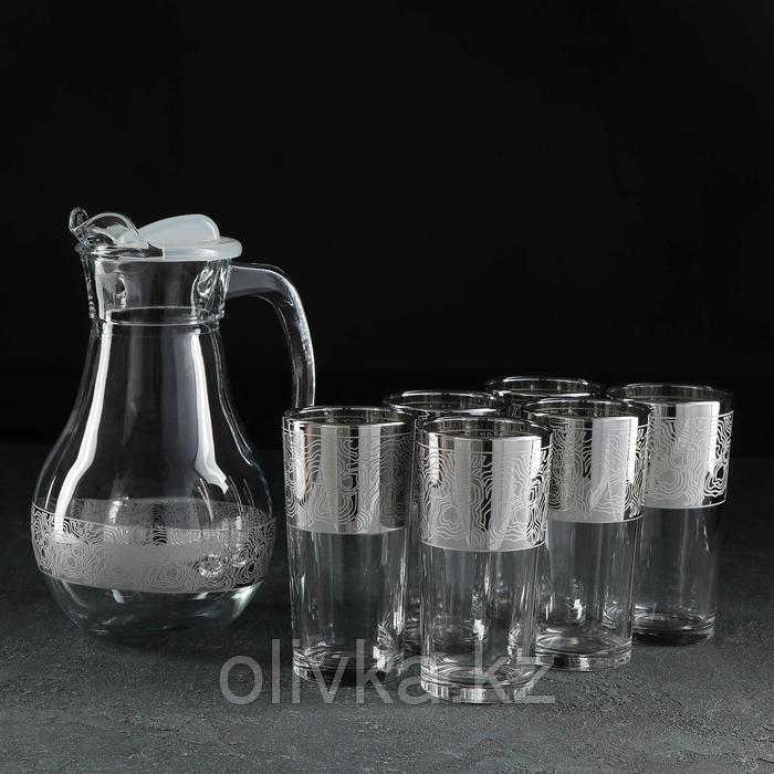 Набор питьевой Jungle, 7 предметов: графин 1 л, стаканы 230 мл, 6 шт, с гравировкой и напылением, цвет - фото 1 - id-p113262912
