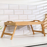 Столик - поднос для завтрака с ручками, складной, бамбук, фото 3