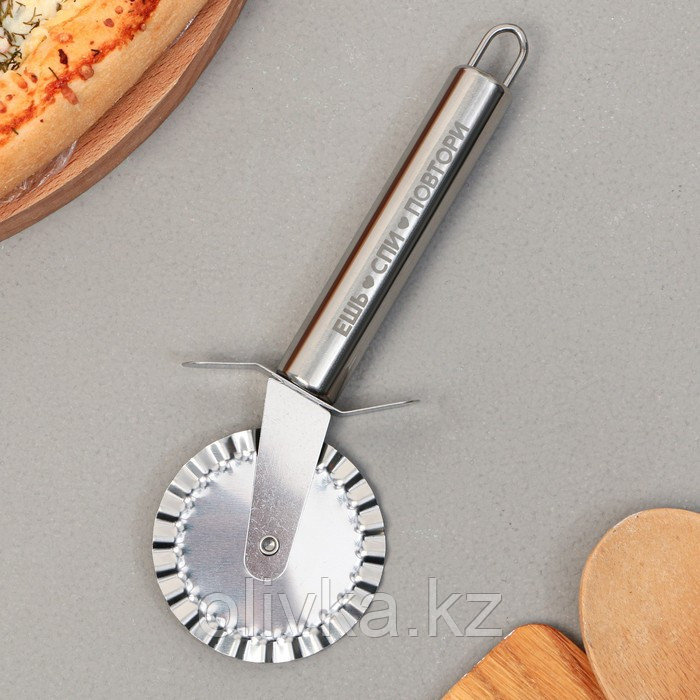 Нож для пиццы и теста «Рецепт отличного дня», 18 см, ребристый - фото 2 - id-p113268728