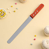 Нож для бисквита мелкие зубцы, рабочая поверхность 25 см, деревянная ручка, толщина лезвия 0,8 мм, фото 4