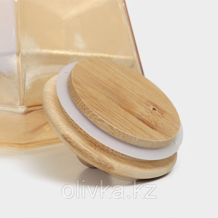 Чайник стеклянный заварочный с бамбуковой крышкой и металлическим фильтром «Октогон», 800 мл, цвет золотой - фото 5 - id-p113266273