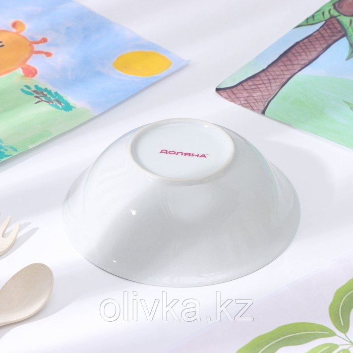 Набор детской посуды из керамики Доляна «Милый зайка», 3 предмета: кружка 230 мл, миска 400 мл, тарелка d=18 - фото 6 - id-p113273558