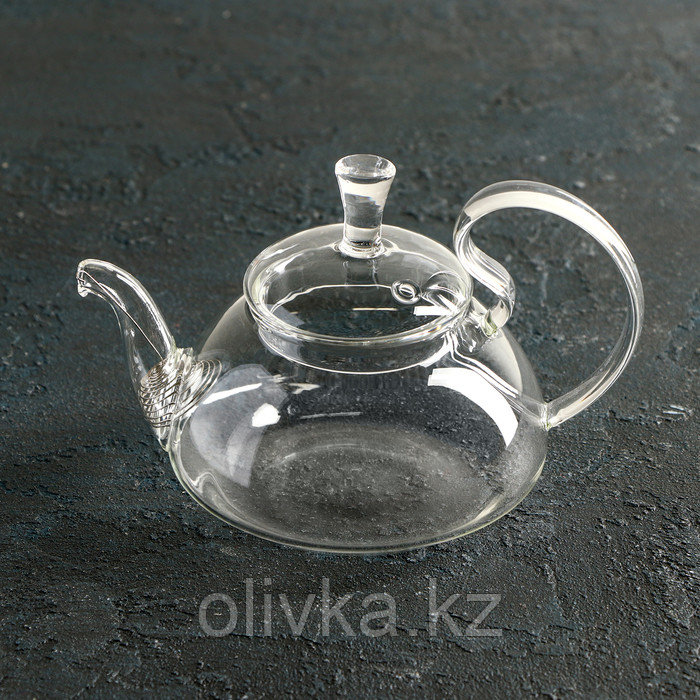 Чайник стеклянный заварочный с металлическим ситом Доляна «Элегия», 400 мл - фото 1 - id-p113254208
