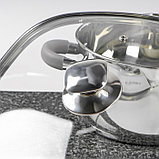 Крышка для сковороды и кастрюли стеклянная, квадратная, 28 см, с ободом и ручкой из нержавеющей стали, фото 3
