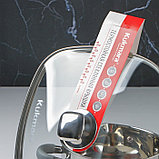 Крышка для сковороды и кастрюли стеклянная, квадратная, 28 см, с ободом и ручкой из нержавеющей стали, фото 4