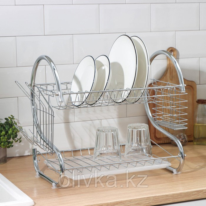 Сушилка для посуды Доляна «Стойка», S-образная, 40×23,5×34 см, цвет хром - фото 2 - id-p113252523