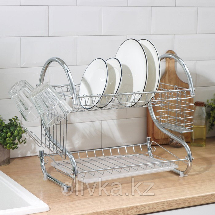 Сушилка для посуды Доляна «Стойка», S-образная, 40×23,5×34 см, цвет хром - фото 8 - id-p113252523