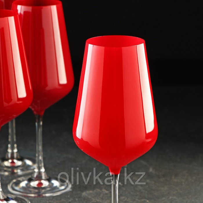 Набор бокалов для вина Bohemia Crystal «Сандра», 450 мл, 6 шт, цвет красный - фото 2 - id-p113267850