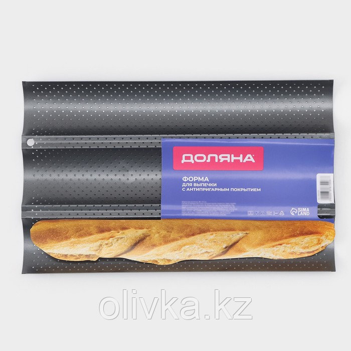 Форма для выпечки перфорированная Доляна «Хлеб. Багет», 38×23,5×2,5 см, антипригарное покрытие - фото 4 - id-p113267855