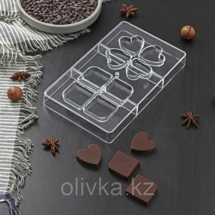 Форма для шоколада и конфет «Мерси», 8 ячеек, 20×12×2,5 см - фото 1 - id-p113265444