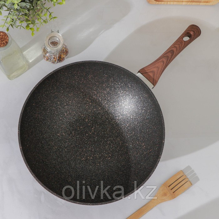 Сковорода wok Granit ultra, d=30, пластиковая ручка, h=10 см, антипригарное покрытие, цвет чёрный - фото 2 - id-p113263697