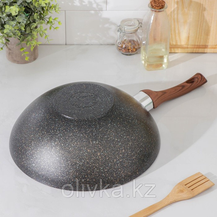 Сковорода wok Granit ultra, d=30, пластиковая ручка, h=10 см, антипригарное покрытие, цвет чёрный - фото 3 - id-p113263697