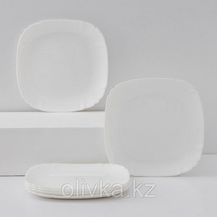 Набор десертных тарелок Luminarc Lotusia, d=20,5 см, стеклокерамика, 6 шт, цвет белый - фото 1 - id-p113279409