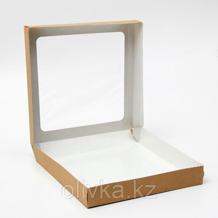 Коробка складная, с окном, крафт, 26 х 26 х 4 см - фото 2 - id-p113263699