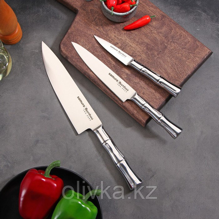 Набор ножей Samura BAMBOO, 3 шт, стальная рукоять - фото 1 - id-p113267865