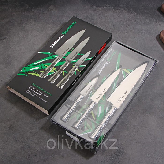 Набор ножей Samura BAMBOO, 3 шт, стальная рукоять - фото 6 - id-p113267865