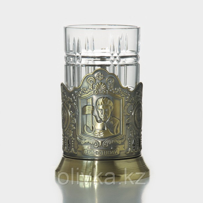 Набор для чая «Высоцкий», 2 предмета: подстаканник, стакан, латунь - фото 1 - id-p113261193
