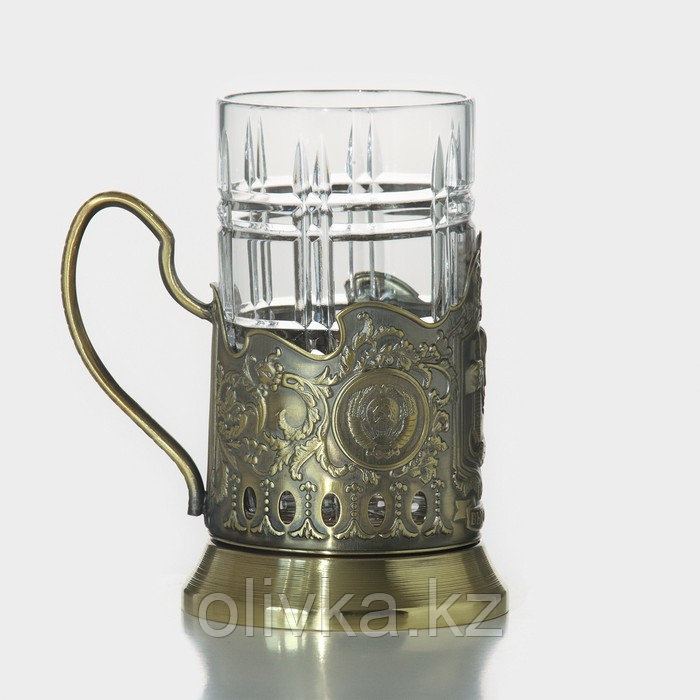Набор для чая «Высоцкий», 2 предмета: подстаканник, стакан, латунь - фото 2 - id-p113261193