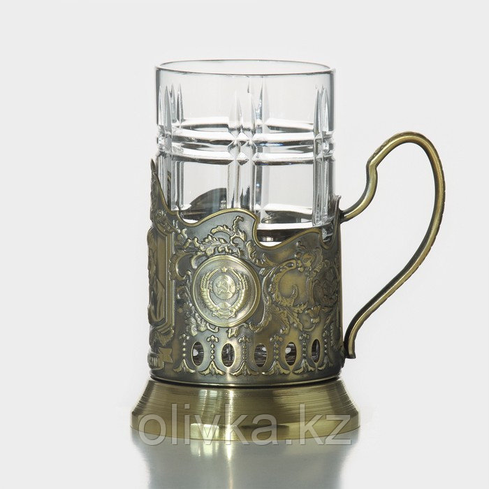 Набор для чая «Высоцкий», 2 предмета: подстаканник, стакан, латунь - фото 3 - id-p113261193
