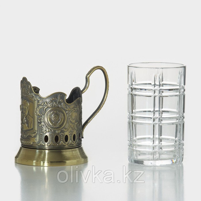 Набор для чая «Высоцкий», 2 предмета: подстаканник, стакан, латунь - фото 4 - id-p113261193