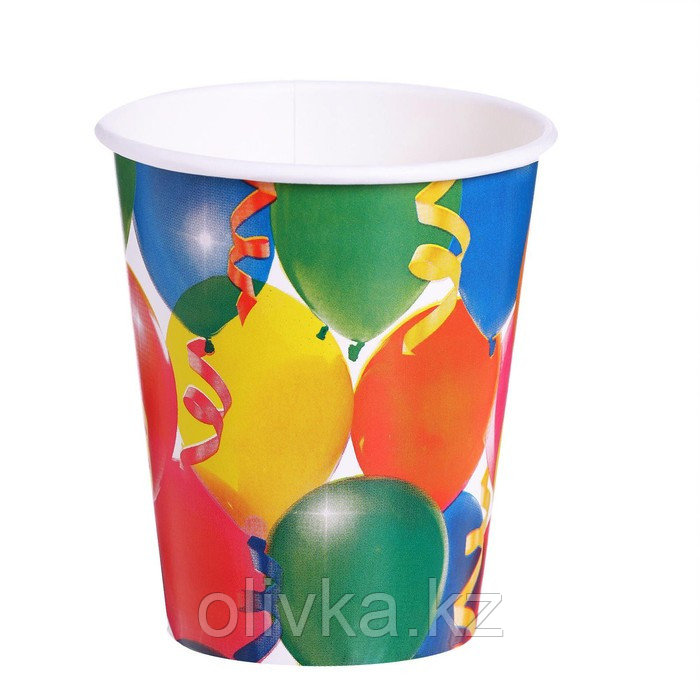 Набор бумажной посуды «Праздник. Воздушные шары и серпантин»: 6 стаканов, 6 тарелок - фото 4 - id-p113260304