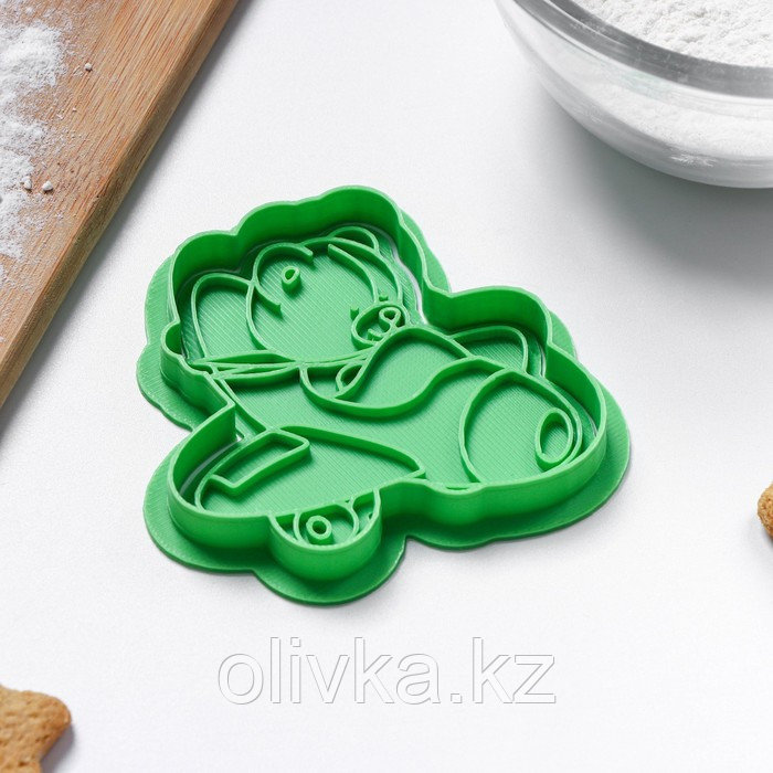 Форма для печенья «Мишка в самолёте», штамп, вырубка, цвет зелёный - фото 3 - id-p113268799