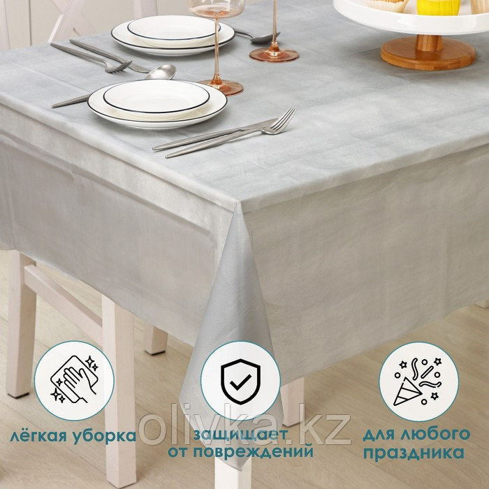 Скатерть Доляна «Праздничный стол», 137×183 см, цвет серебряный - фото 2 - id-p113268805