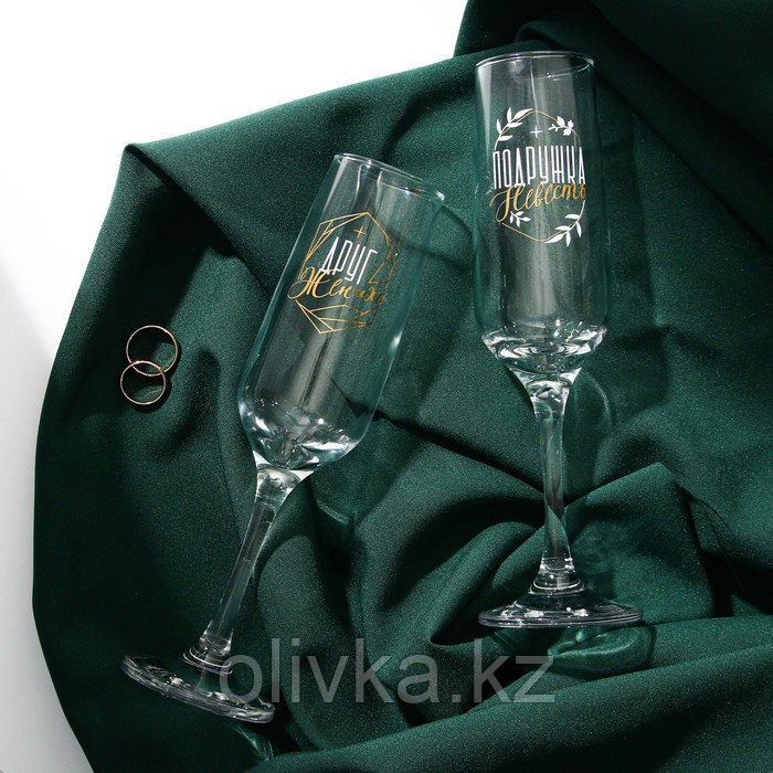 Набор бокалов для шампанского «Подружка невесты, друг жениха», 2 штуки, 200 мл., тип нанесения рисунка: деколь - фото 3 - id-p113265484