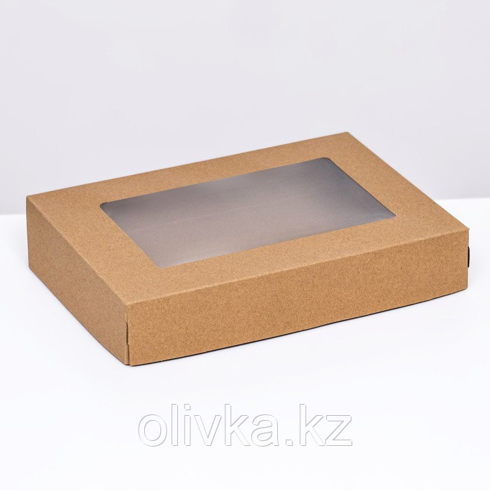 Коробка складная, с окном, крафт, 28 х 20 х 5 см - фото 1 - id-p113278708